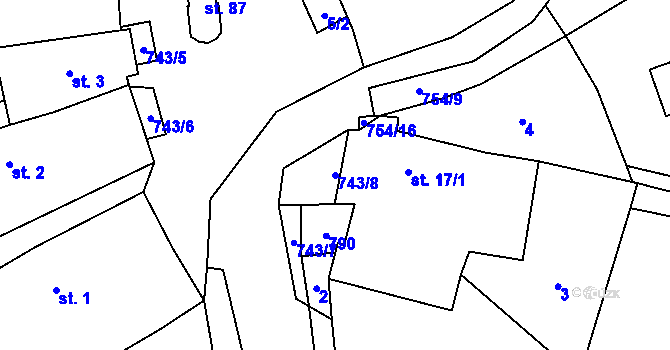 Parcela st. 743/8 v KÚ Trhonín, Katastrální mapa