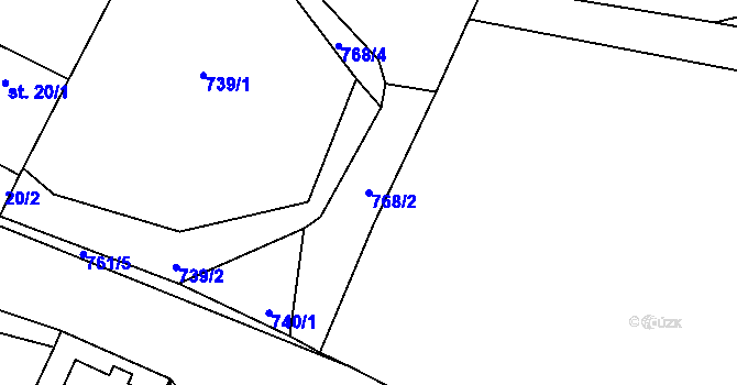Parcela st. 768/2 v KÚ Trhonín, Katastrální mapa