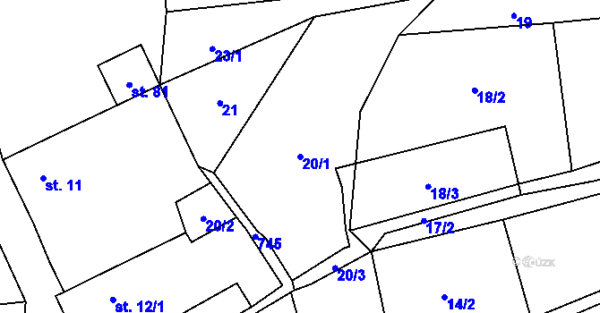 Parcela st. 20/1 v KÚ Trhonín, Katastrální mapa