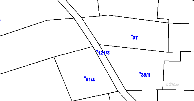 Parcela st. 121/3 v KÚ Trhonín, Katastrální mapa
