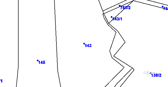 Parcela st. 142 v KÚ Trhonín, Katastrální mapa
