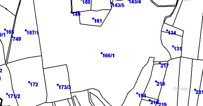 Parcela st. 166/1 v KÚ Trhonín, Katastrální mapa