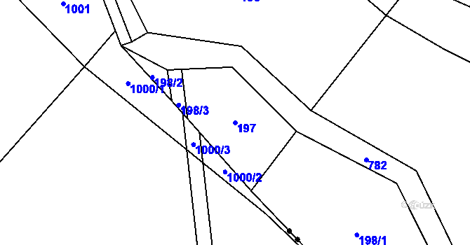 Parcela st. 197 v KÚ Trhonín, Katastrální mapa