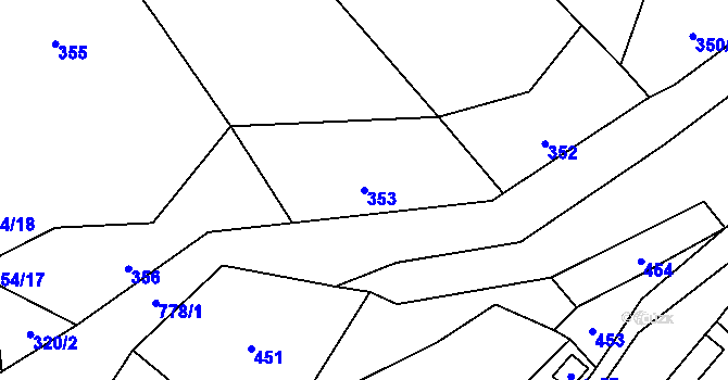 Parcela st. 353 v KÚ Trhonín, Katastrální mapa