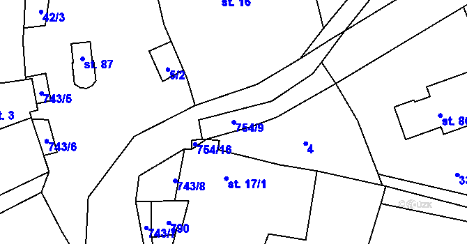 Parcela st. 754/9 v KÚ Trhonín, Katastrální mapa