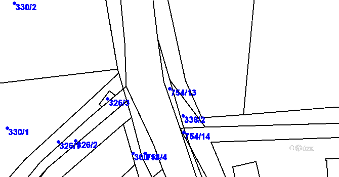 Parcela st. 754/13 v KÚ Trhonín, Katastrální mapa