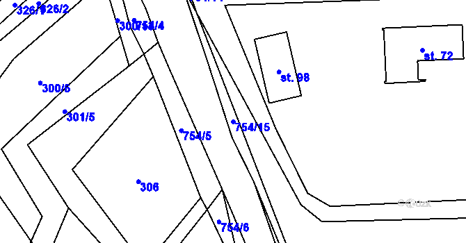 Parcela st. 754/15 v KÚ Trhonín, Katastrální mapa