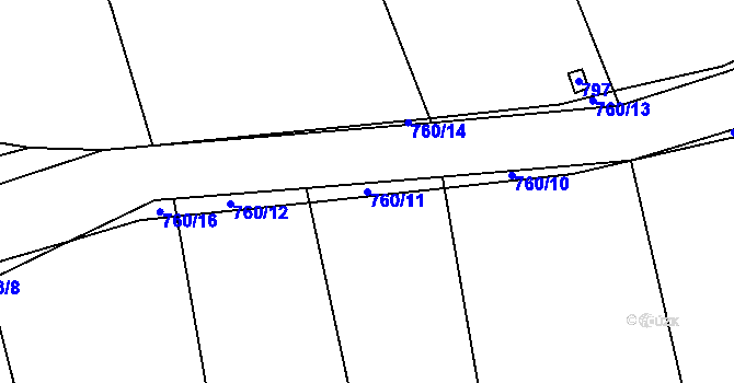 Parcela st. 760/11 v KÚ Trhonín, Katastrální mapa