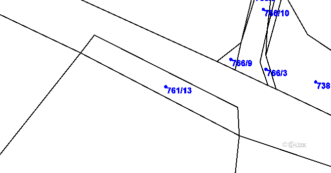 Parcela st. 761/13 v KÚ Trhonín, Katastrální mapa