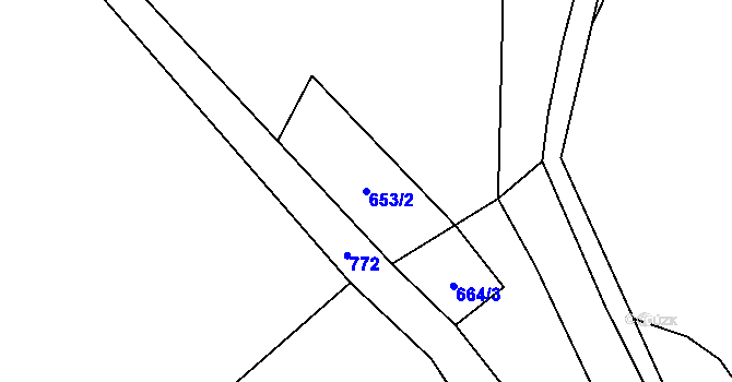 Parcela st. 653/2 v KÚ Trhonín, Katastrální mapa