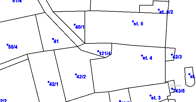 Parcela st. 121/4 v KÚ Trhonín, Katastrální mapa