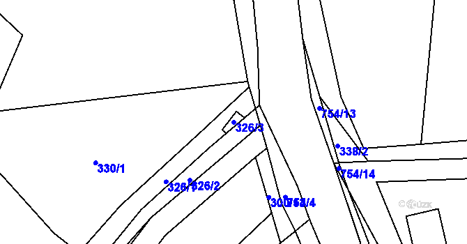 Parcela st. 326/3 v KÚ Trhonín, Katastrální mapa