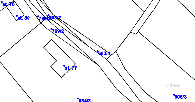 Parcela st. 603/1 v KÚ Trhonín, Katastrální mapa