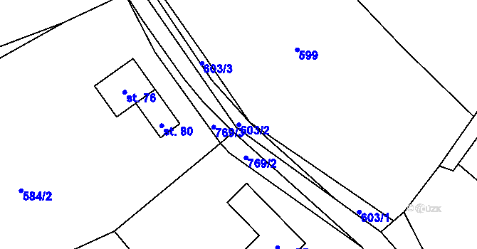Parcela st. 603/2 v KÚ Trhonín, Katastrální mapa