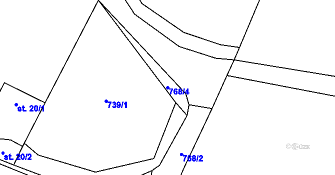 Parcela st. 768/4 v KÚ Trhonín, Katastrální mapa