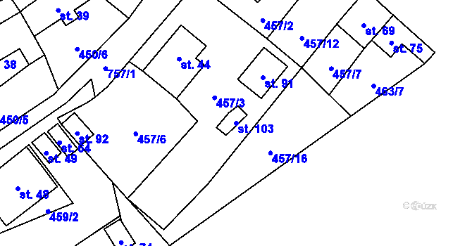 Parcela st. 103 v KÚ Trhonín, Katastrální mapa