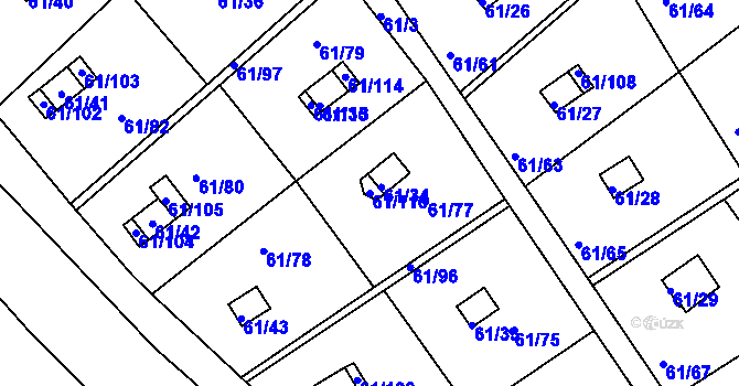 Parcela st. 61/116 v KÚ Čistá u Svatavy, Katastrální mapa