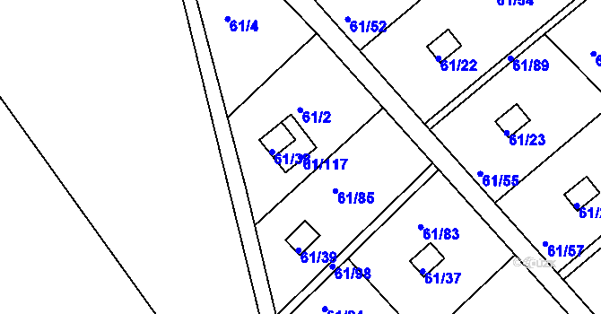 Parcela st. 61/117 v KÚ Čistá u Svatavy, Katastrální mapa
