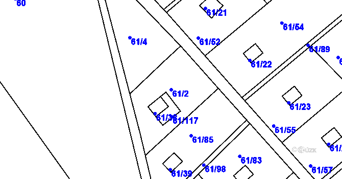 Parcela st. 61/2 v KÚ Čistá u Svatavy, Katastrální mapa