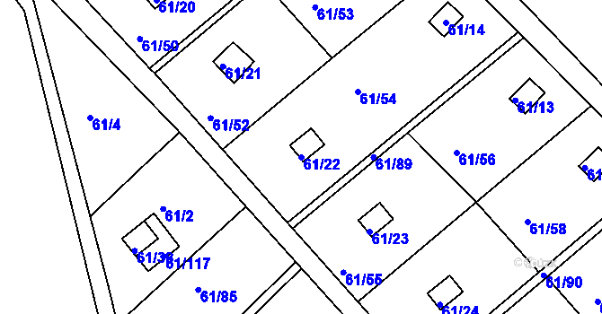Parcela st. 61/22 v KÚ Čistá u Svatavy, Katastrální mapa