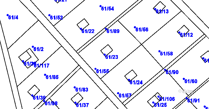 Parcela st. 61/23 v KÚ Čistá u Svatavy, Katastrální mapa