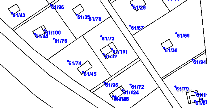 Parcela st. 61/32 v KÚ Čistá u Svatavy, Katastrální mapa