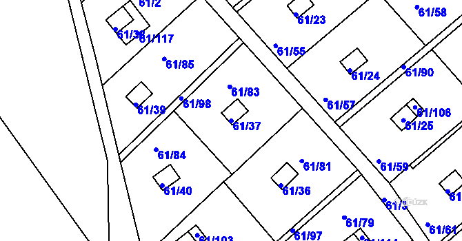 Parcela st. 61/37 v KÚ Čistá u Svatavy, Katastrální mapa