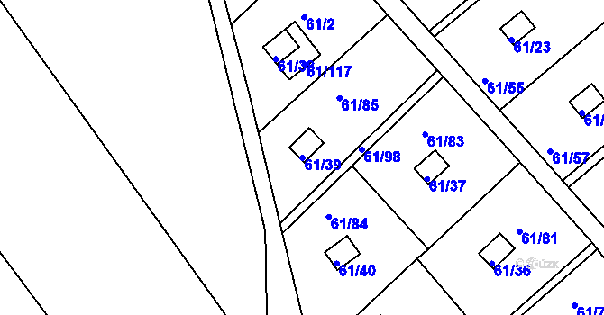 Parcela st. 61/39 v KÚ Čistá u Svatavy, Katastrální mapa