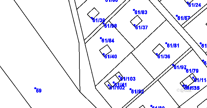 Parcela st. 61/40 v KÚ Čistá u Svatavy, Katastrální mapa