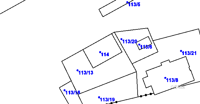 Parcela st. 114 v KÚ Čistá u Svatavy, Katastrální mapa