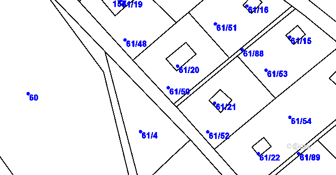 Parcela st. 61/50 v KÚ Čistá u Svatavy, Katastrální mapa