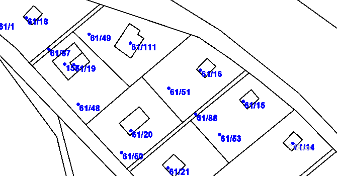Parcela st. 61/51 v KÚ Čistá u Svatavy, Katastrální mapa