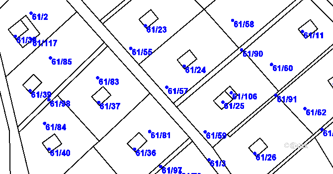 Parcela st. 61/57 v KÚ Čistá u Svatavy, Katastrální mapa