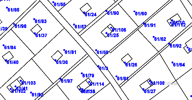 Parcela st. 61/59 v KÚ Čistá u Svatavy, Katastrální mapa