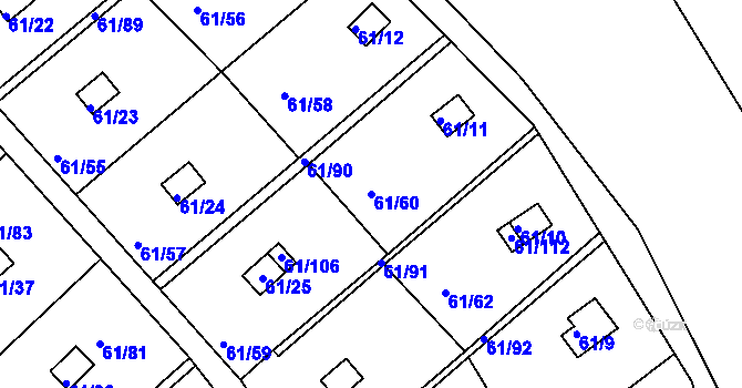 Parcela st. 61/60 v KÚ Čistá u Svatavy, Katastrální mapa