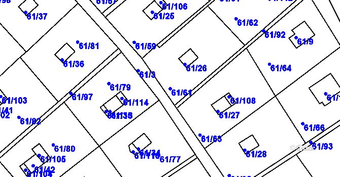 Parcela st. 61/61 v KÚ Čistá u Svatavy, Katastrální mapa