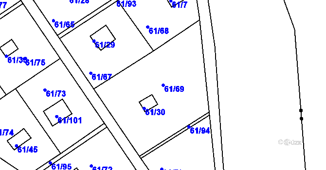 Parcela st. 61/69 v KÚ Čistá u Svatavy, Katastrální mapa
