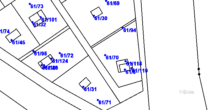 Parcela st. 61/70 v KÚ Čistá u Svatavy, Katastrální mapa