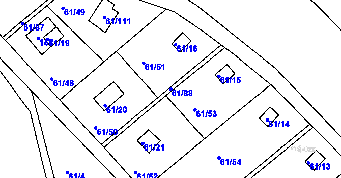 Parcela st. 61/88 v KÚ Čistá u Svatavy, Katastrální mapa