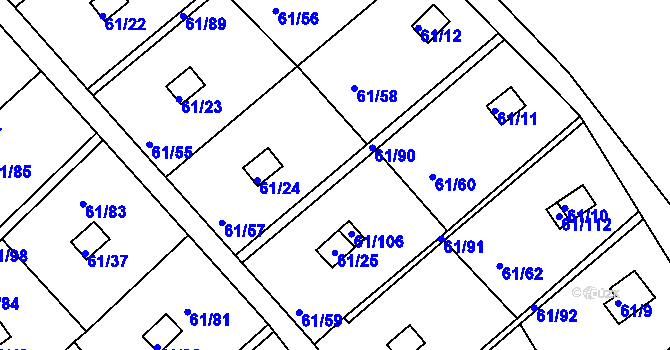 Parcela st. 61/90 v KÚ Čistá u Svatavy, Katastrální mapa
