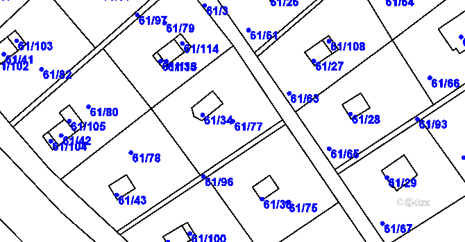 Parcela st. 61/77 v KÚ Čistá u Svatavy, Katastrální mapa