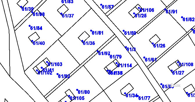 Parcela st. 61/97 v KÚ Čistá u Svatavy, Katastrální mapa