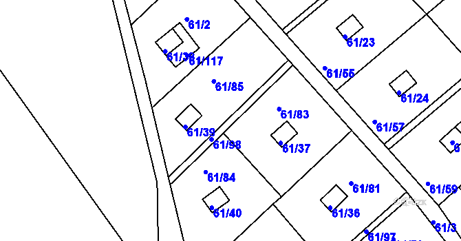 Parcela st. 61/98 v KÚ Čistá u Svatavy, Katastrální mapa