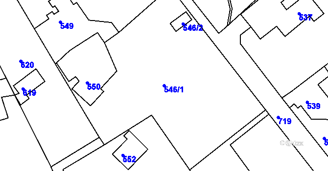 Parcela st. 546/1 v KÚ Svatava, Katastrální mapa