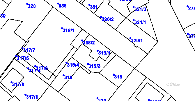 Parcela st. 319/1 v KÚ Svatava, Katastrální mapa