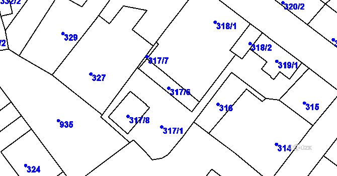 Parcela st. 317/6 v KÚ Svatava, Katastrální mapa
