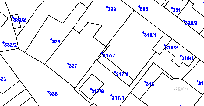 Parcela st. 317/7 v KÚ Svatava, Katastrální mapa