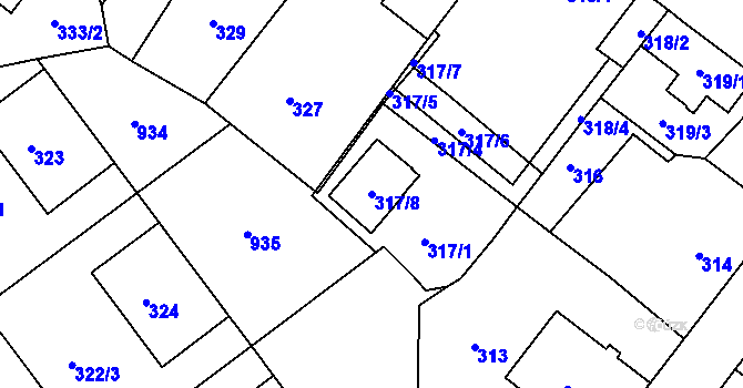 Parcela st. 317/8 v KÚ Svatava, Katastrální mapa
