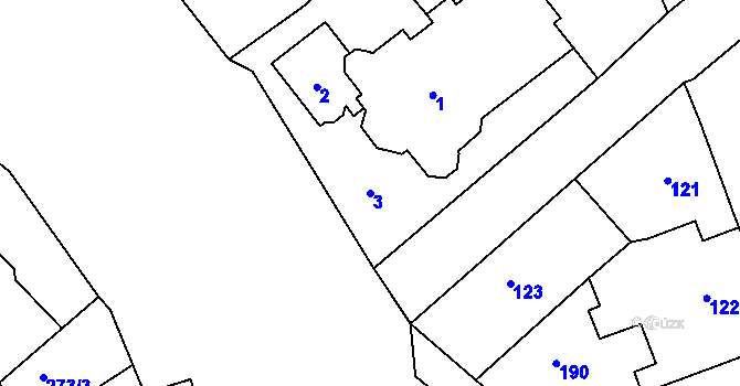 Parcela st. 3 v KÚ Svatava, Katastrální mapa