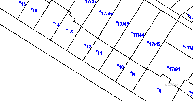 Parcela st. 11 v KÚ Svatava, Katastrální mapa